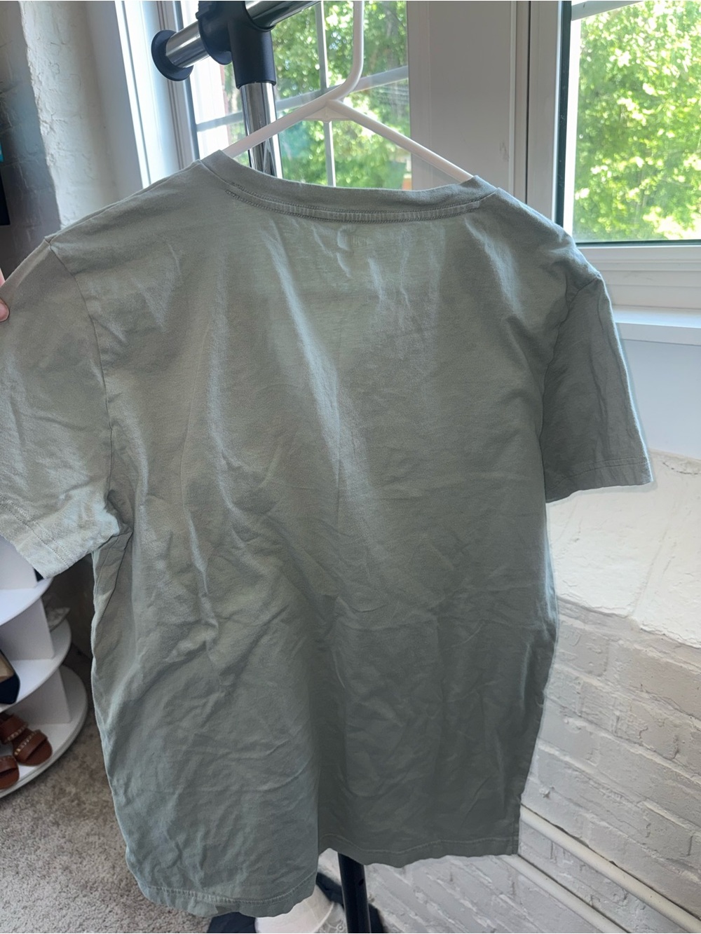 PINK Victoria's Secret Short Sleeve V-Neck Tee in Sage Green - Picture 2 of 4